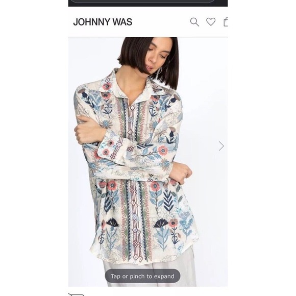 Biya JOHNNY WAS FIELDS BLOUSE Silk NWT fall casual boho $435 floral button top - Picture 2 of 11